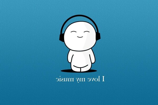 Чоловічок слухає музику в навушниках