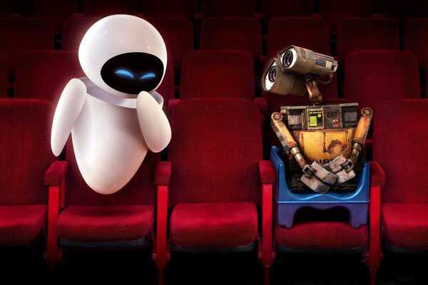 Wall-e Єва кінотеатр сором язливий смішить червоні креса