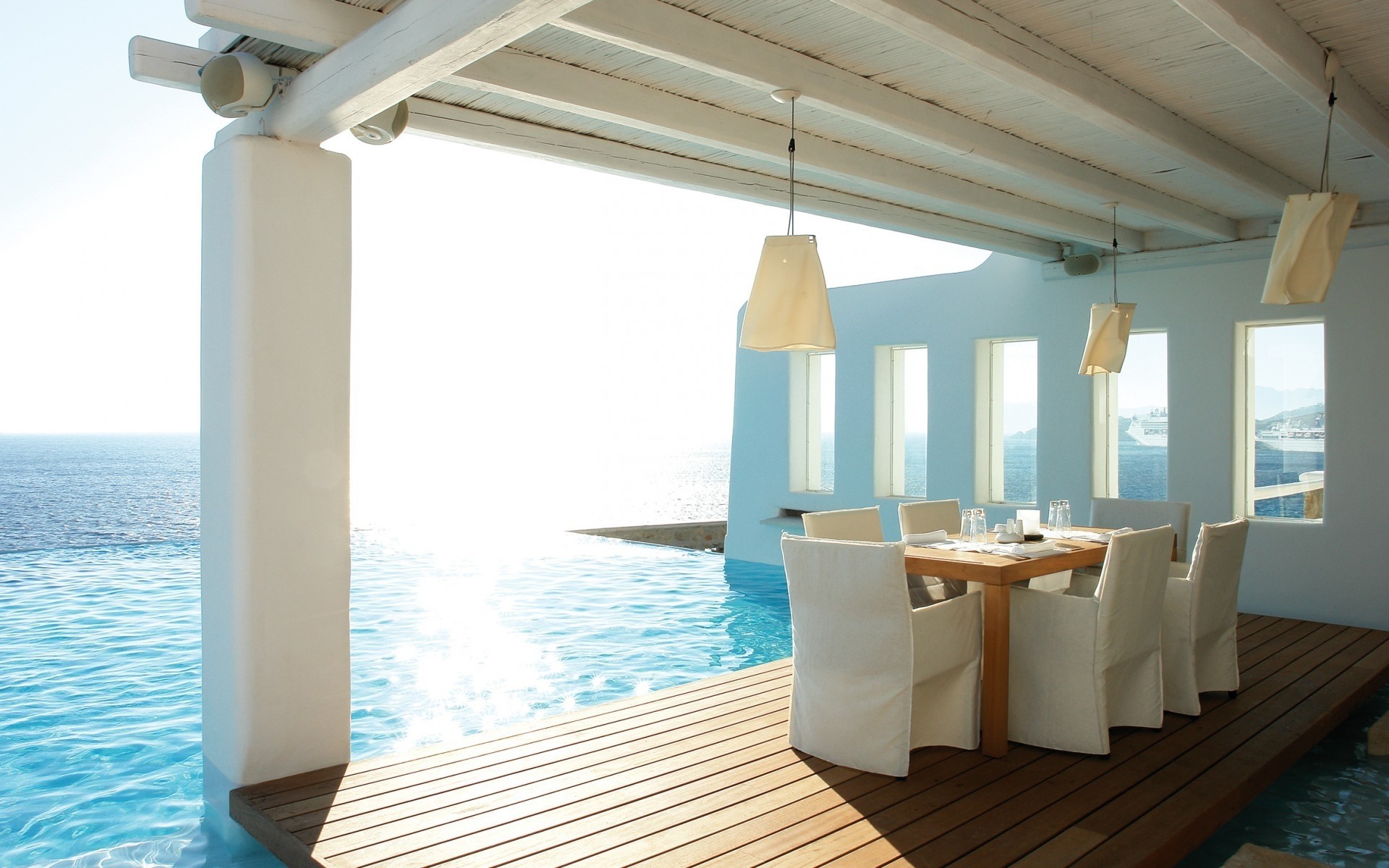 стілець розкішні готель диван курорт меблі відпустка вілла номер в приміщенні вікна релаксація літо океан таблиця плавальний басейн басейн море тераса фон