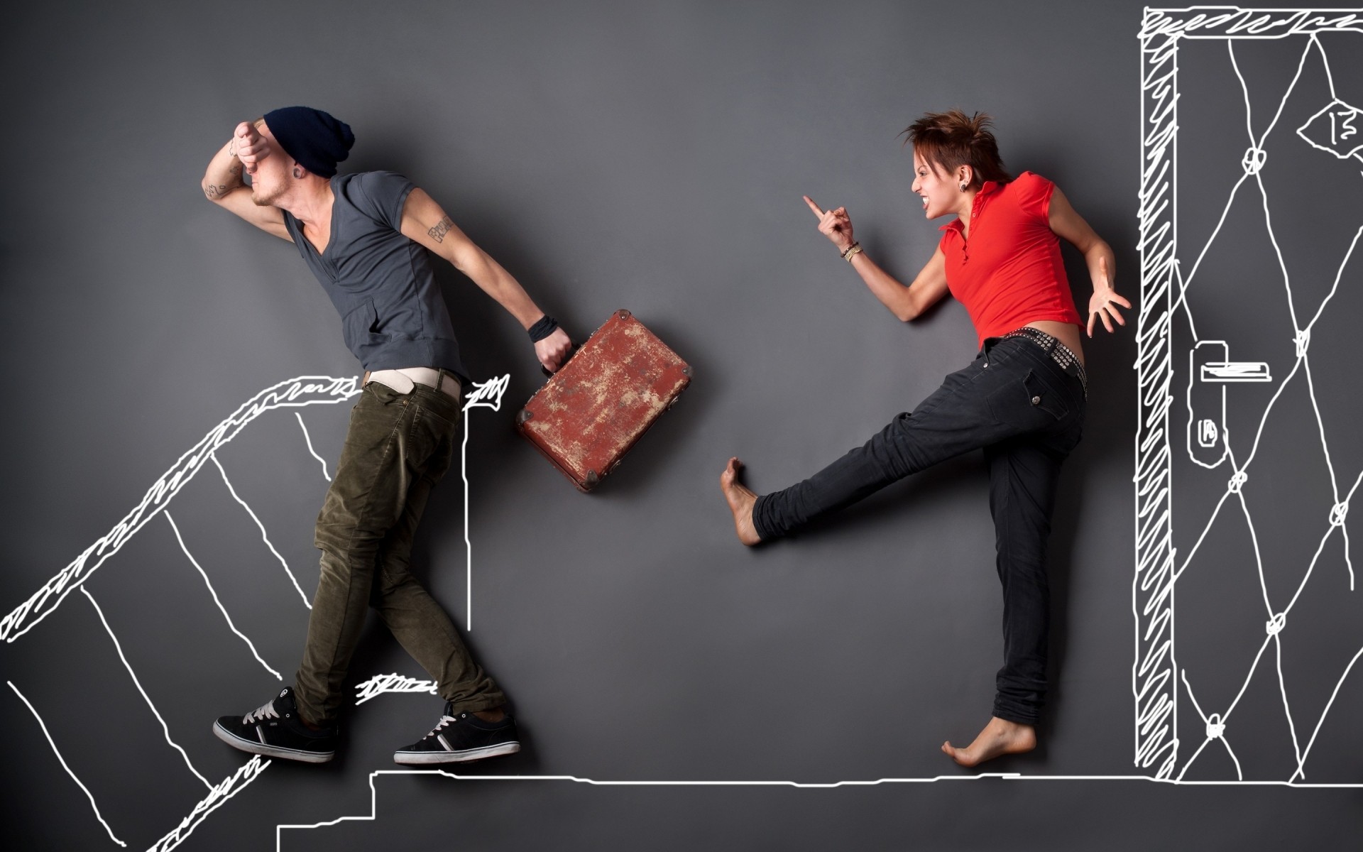 людина небезпека пару любов відносини смішно на стіні малюнок