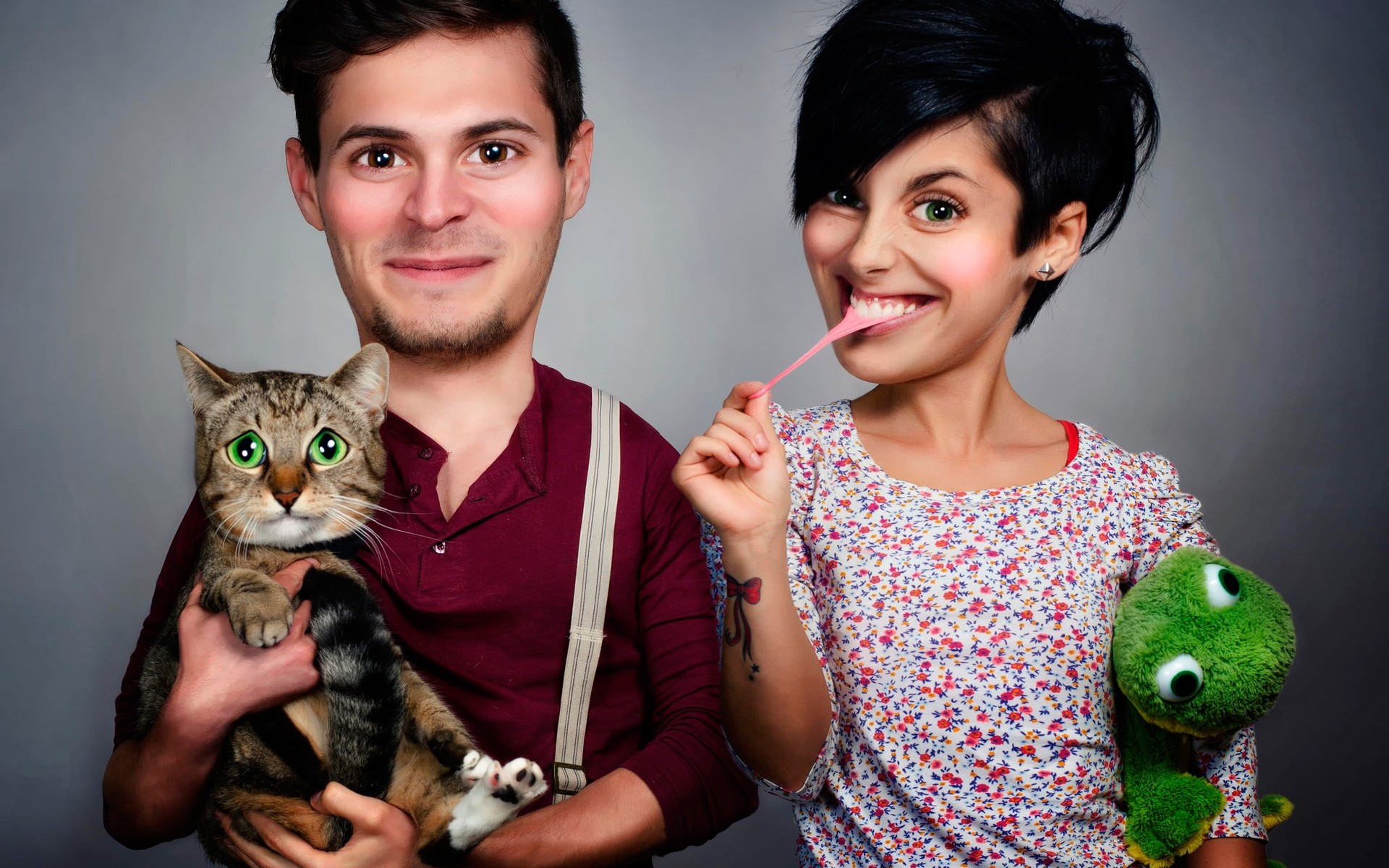 портрет жінка милі молодий любов досить дівчина красиві дорослий один задоволення студія смішно смішні фото смішні сімейні кішка