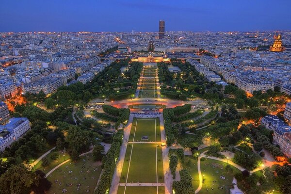 Paris france Франція вогні парк панорама Сутінки париж