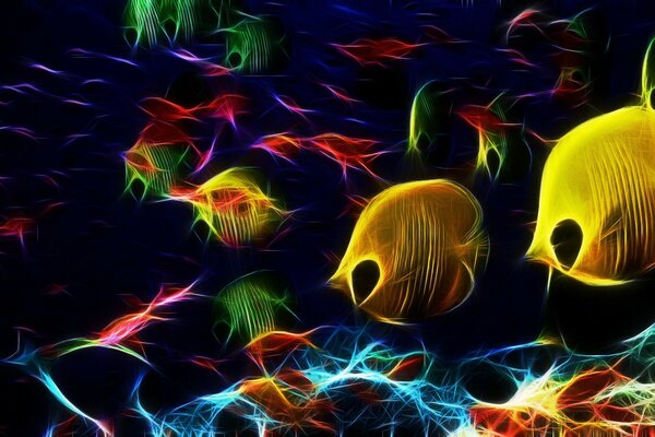 Абстракція різнокольорові риби