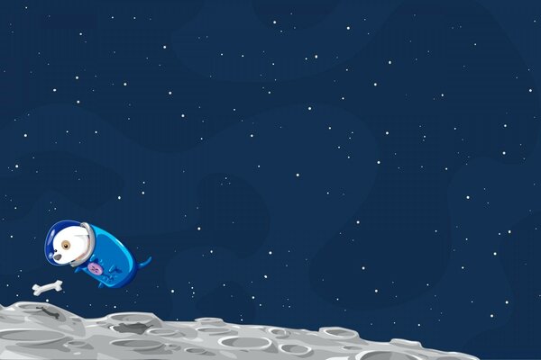 Векторна графіка собачки на Місяці