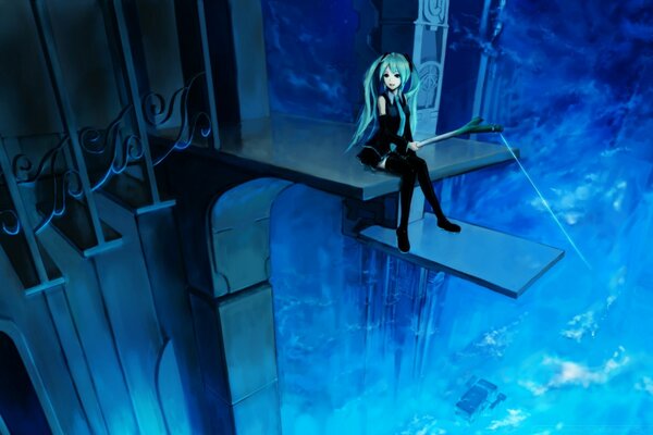 Холодний намальований пейзаж з дівчиною