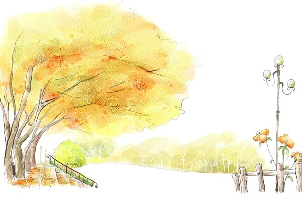 Ранок в осінньому вітряному парку