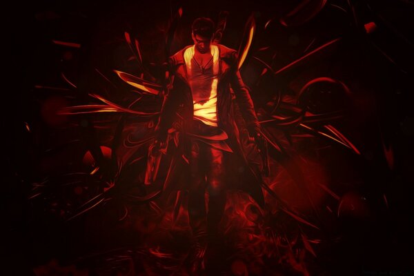 Персонаж devil may cry в центрі полум я