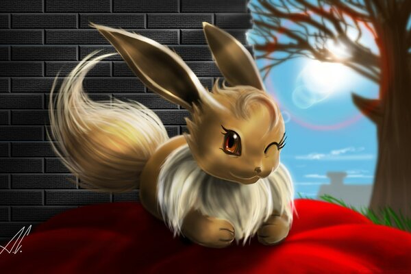 Сказане істота сидить на подушці